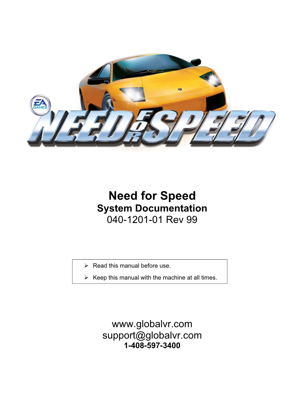 Need for Speed System Documentation 040-1201-01 Rev 99