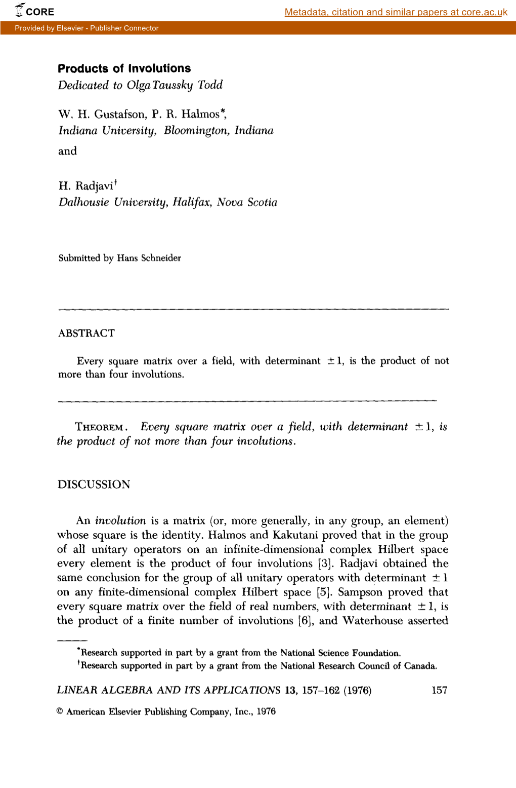 Products of Involutions CORE Metadata, Citation and Similar