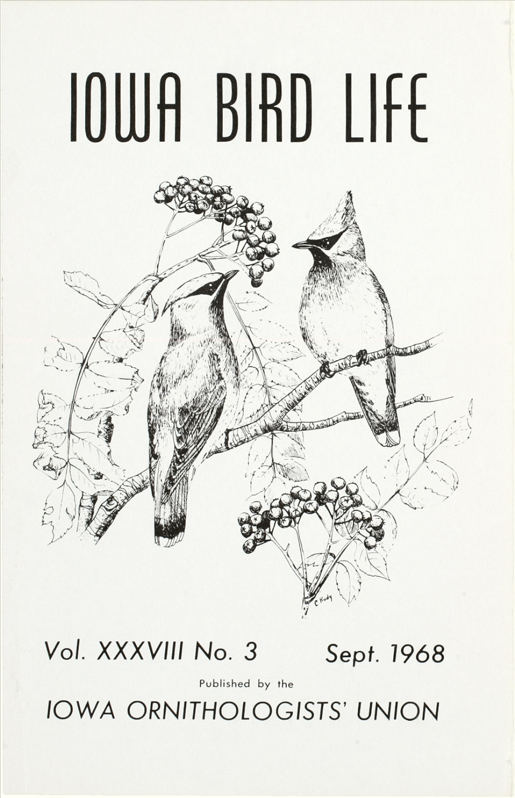 Vol. XXXVIII No. 3 Sept. 1968 IOWA ORNITHOLOGISTS' UNION