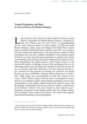 Textual Polyphony and Skaz in Seis Problemas by Bustos Domecq