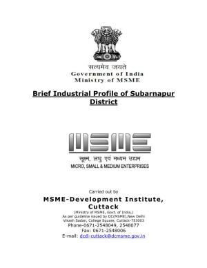 Brief Industrial Profile of Subarnapur District
