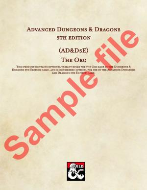 Advanced Dungeons & Dragons 5Th Edition (AD&D5E) The