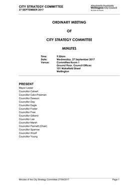 Ordinary Meeting of City Strategy Committee Minutes