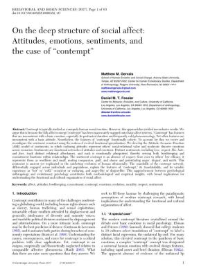 On the Deep Structure of Social Affect: Attitudes, Emotions, Sentiments, and the Case of “Contempt”