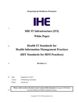 Health IT Standards for Health Information Management Practices (HIT Standards for HIM Practices)