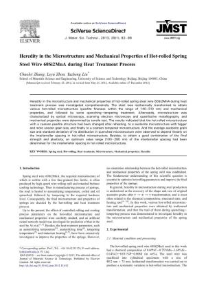 Heredity in the Microstructure and Mechanical Properties of Hot-Rolled Spring Steel Wire 60Si2mna During Heat Treatment Process