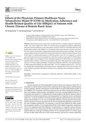 On Medication Adherence and Health-Related Quality of Life (Hrqol) of Patients with Chronic Disease at Remote Rural Areas