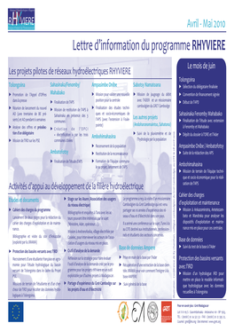 Lettre D'information Du Programme RHYVIERE