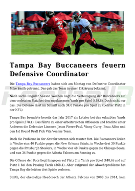 Tampa Bay Buccaneers Feuern Defensive Coordinator