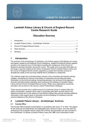 Lambeth Palace Library & Church of England Record Centre Research