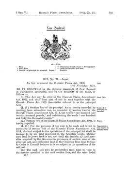 3 GEO V 1912 No 21 Hauraki Plains Amendment