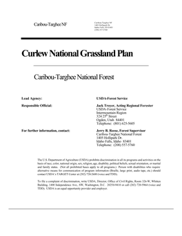 Curlew National Grassland Plan