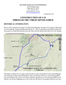 Construction of I-15 Through the Virgin River Gorge