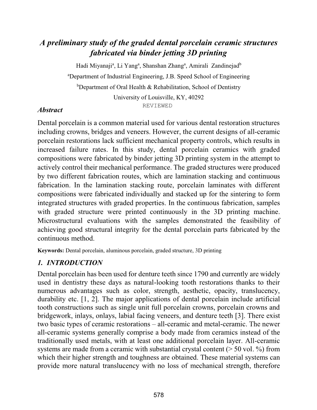 A Preliminary Study of the Graded Dental Porcelain Ceramic Structures