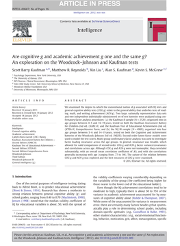 Are Cognitive G and Academic Achievement G One and the Same G? an Exploration on the Woodcock–Johnson and Kaufman Tests