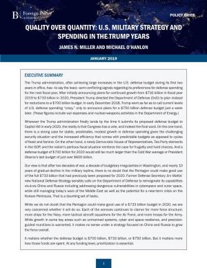 Quality Over Quantity: Us Military Strategy and Spending in the Trump