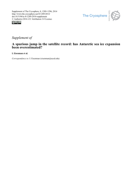 A Spurious Jump in the Satellite Record: Has Antarctic Sea Ice Expansion Been Overestimated?