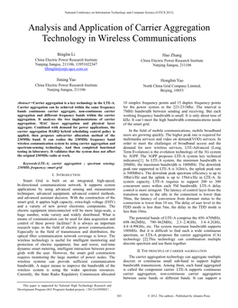 Analysis and Application of Carrier Aggregation Technology in Wireless Communications