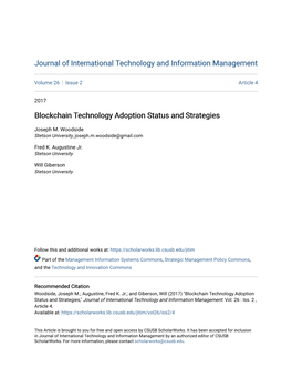 Blockchain Technology Adoption Status and Strategies