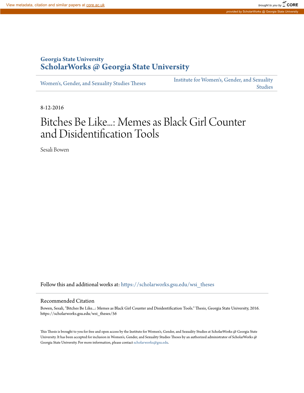 Memes As Black Girl Counter and Disidentification Tools Sesali Bowen