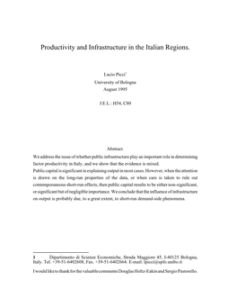 Productivity and Infrastructure in the Italian Regions