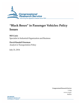 “Black Boxes” in Passenger Vehicles: Policy Issues