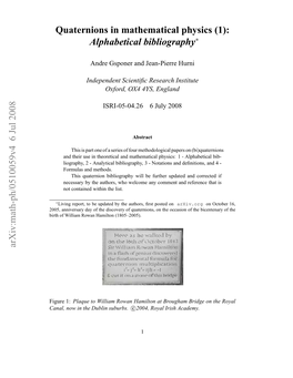 Quaternions in Mathematical Physics (1): Alphabetical Bibliography