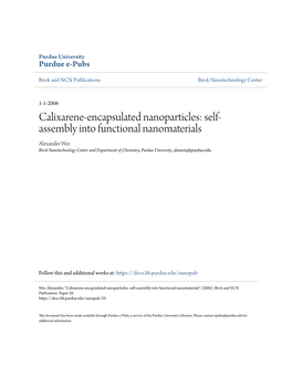 Calixarene-Encapsulated Nanoparticles: Self-Assembly Into Functional Nanomaterials" (2006)