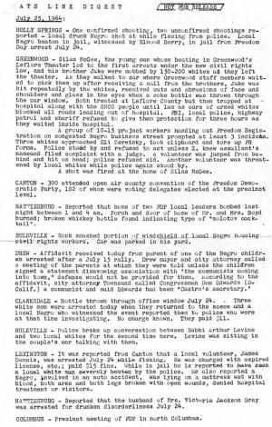 SNCC WATS Report, Mississippi, July 25, 1964