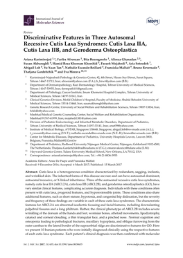 Discriminative Features in Three Autosomal Recessive Cutis Laxa Syndromes: Cutis Laxa IIA, Cutis Laxa IIB, and Geroderma Osteoplastica