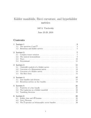 Kähler Manifolds, Ricci Curvature, and Hyperkähler Metrics
