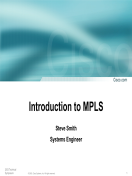 Introduction to MPLS