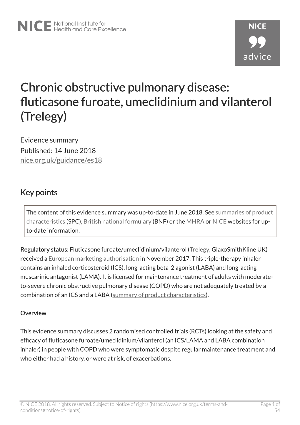 Fluticasone Furoate, Umeclidinium and Vilanterol (Trelegy)