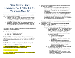 “Stop Sinning; Start Leveraging” // 1 Peter 4:1–11 // I Am an Alien