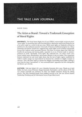 The Artist As Brand: Toward a Trademark Conception of Moral Rights