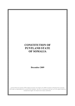 Somalia Puntland-Constitution Dec2009