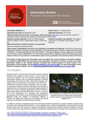 Information Bulletin Panama: Population Movement