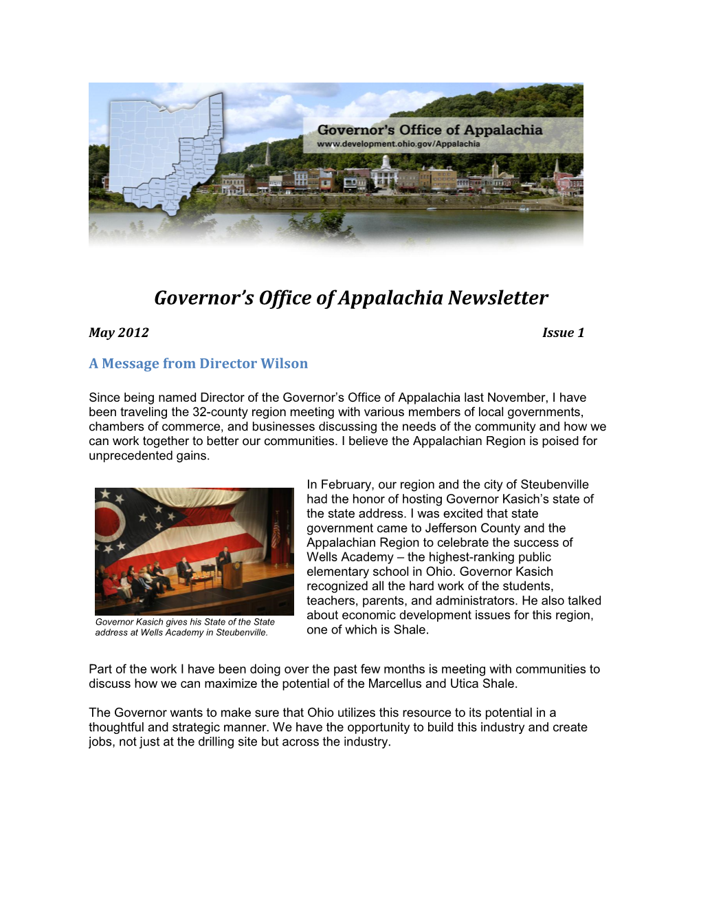 Governor's Office of Appalachia Newsletter