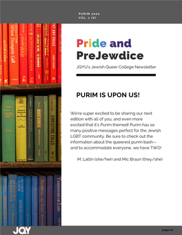 Pride and Prejewdice Purim 2020 Edition