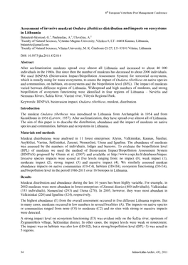 Assessment of Invasive Muskrat Ondatra Zibethicus Distribution And