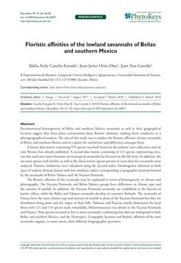 Floristic Affinities of the Lowland Savannahs of Belize and Southern Mexico