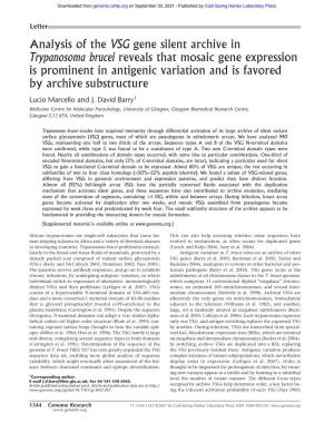 Analysis of the VSG Gene Silent Archive in Trypanosoma Brucei
