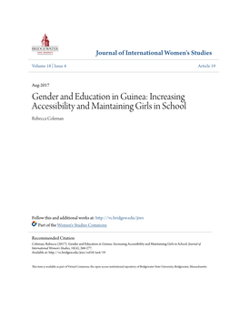 Gender and Education in Guinea: Increasing Accessibility and Maintaining Girls in School Rebecca Coleman