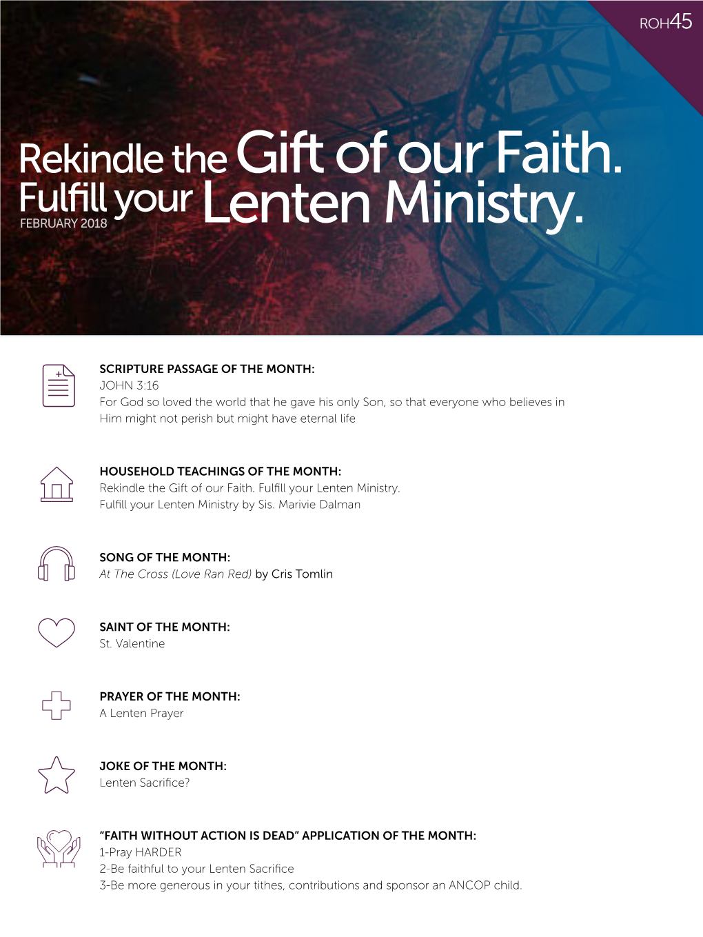 Rekindle the Gift of Our Faith. Fulfill Your Lenten Ministry. Fulfill Your Lenten Ministry by Sis