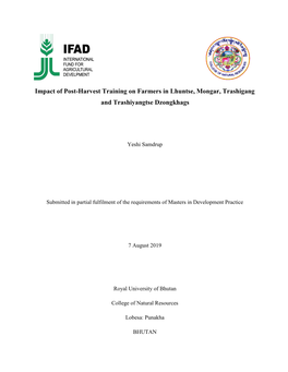 Impact of Post-Harvest Training on Farmers in Lhuntse, Mongar, Trashigang and Trashiyangtse Dzongkhags