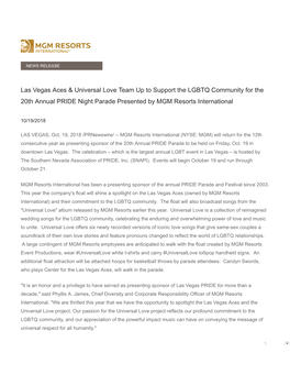 Las Vegas Aces & Universal Love Team up to Support the LGBTQ Community for the 20Th Annual PRIDE Night Parade Presented by M