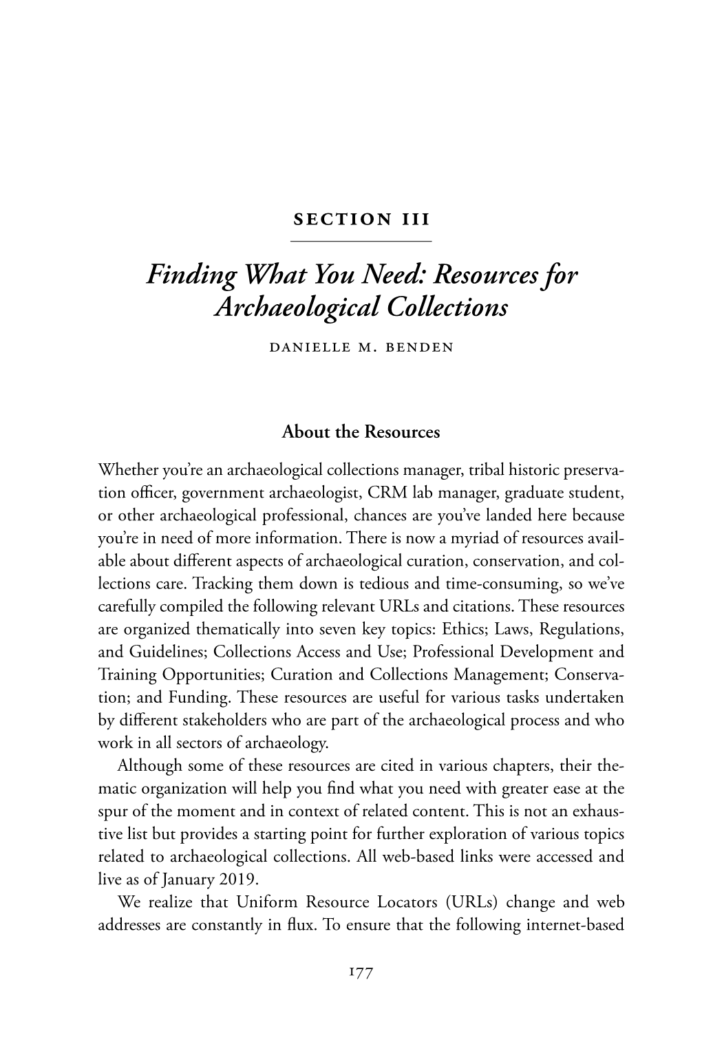 Resources for Archaeological Collections Danielle M