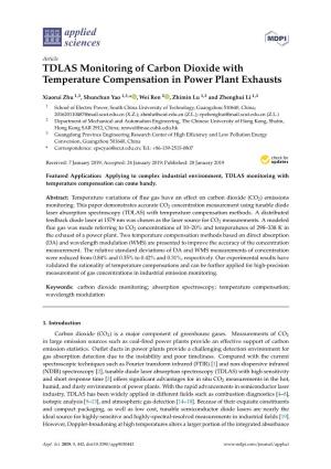 TDLAS Monitoring of Carbon Dioxide with Temperature Compensation in Power Plant Exhausts
