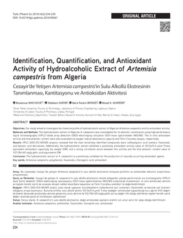 Identification, Quantification, and Antioxidant Activity Of