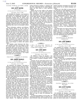 CONGRESSIONAL RECORD— Extensions of Remarks E1153 HON